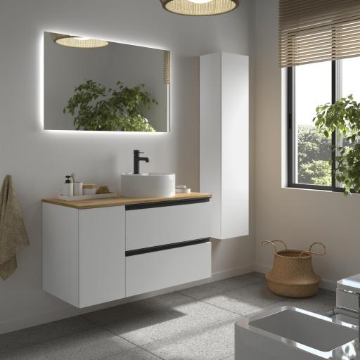 Mueble de baño sobre encimera Bequia Plus Metal suspendido 2 cajones 1 puerta blanco mate de Salgar [1]