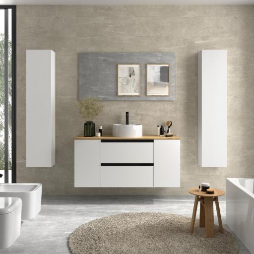 Mueble de baño sobre encimera Bequia Plus Metal suspendido 2 cajones 2 puertas blanco mate 120cm de Salgar [0]