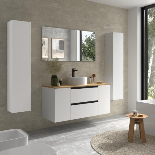 Mueble de baño sobre encimera Bequia Plus Metal suspendido 2 cajones 2 puertas blanco mate 120cm de Salgar [1]