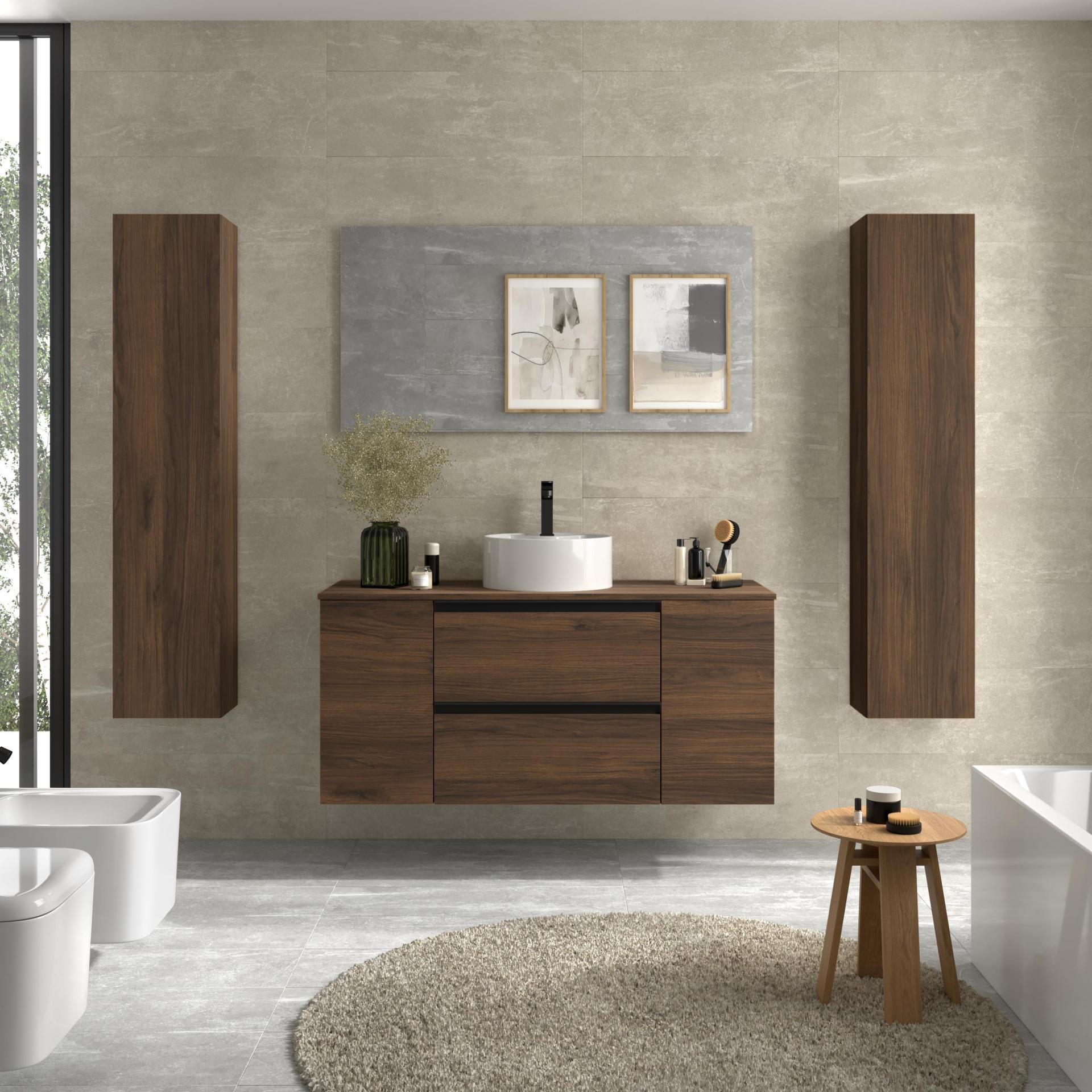 Mueble de baño sobre encimera Bequia Plus Metal suspendido 2 cajones 2 puertas 120cm de Salgar