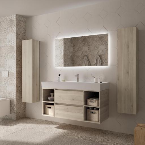 Mueble de baño Bequia Plus 2 cajones 4 huecos natural 120cm de Salgar [1]