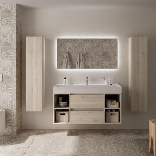 Mueble de baño Bequia Plus 2 cajones 4 huecos natural 120cm de Salgar [0]