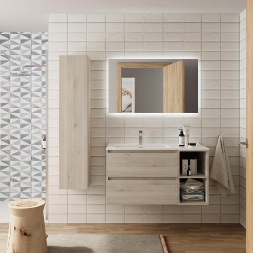 Mueble de baño Bequia Plus 2 cajones 2 huecos natural de Salgar