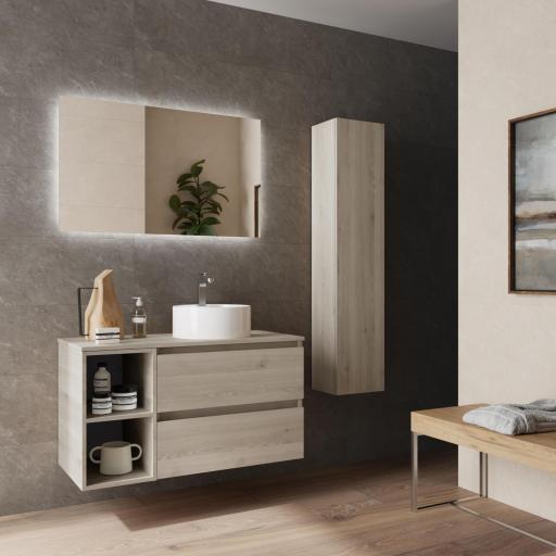 Mueble de baño sobre encimera Bequia Plus 2 cajones 2 huecos natural de Salgar [1]