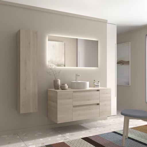 Mueble de baño sobre encimera Bequia Plus suspendido 2 cajones 2 puertas natural 120cm de Salgar [1]