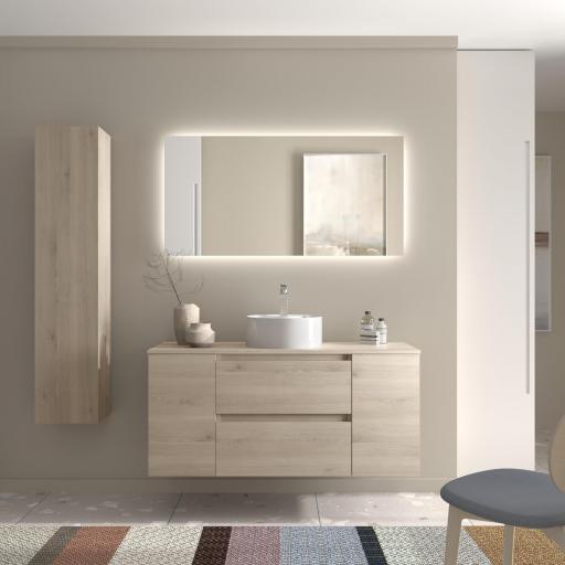 Mueble de baño sobre encimera Bequia Plus suspendido 2 cajones 2 puertas natural 120cm de Salgar