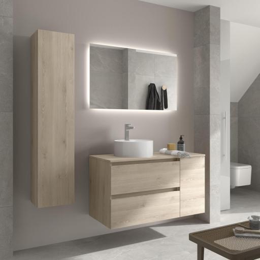 Mueble de baño sobre encimera Bequia Plus suspendido 2 cajones 2 huecos natural de Salgar [1]