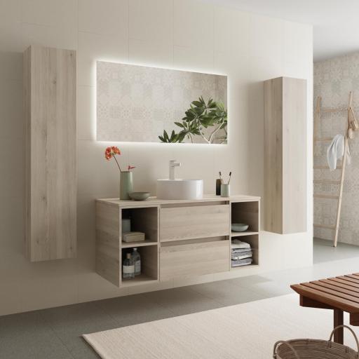 Mueble de baño sobre encimera Bequia Plus suspendido 2 cajones 4 huecos natural 120cm de Salgar [1]