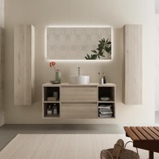 Mueble de baño sobre encimera Bequia Plus suspendido 2 cajones 4 huecos natural 120cm de Salgar [0]