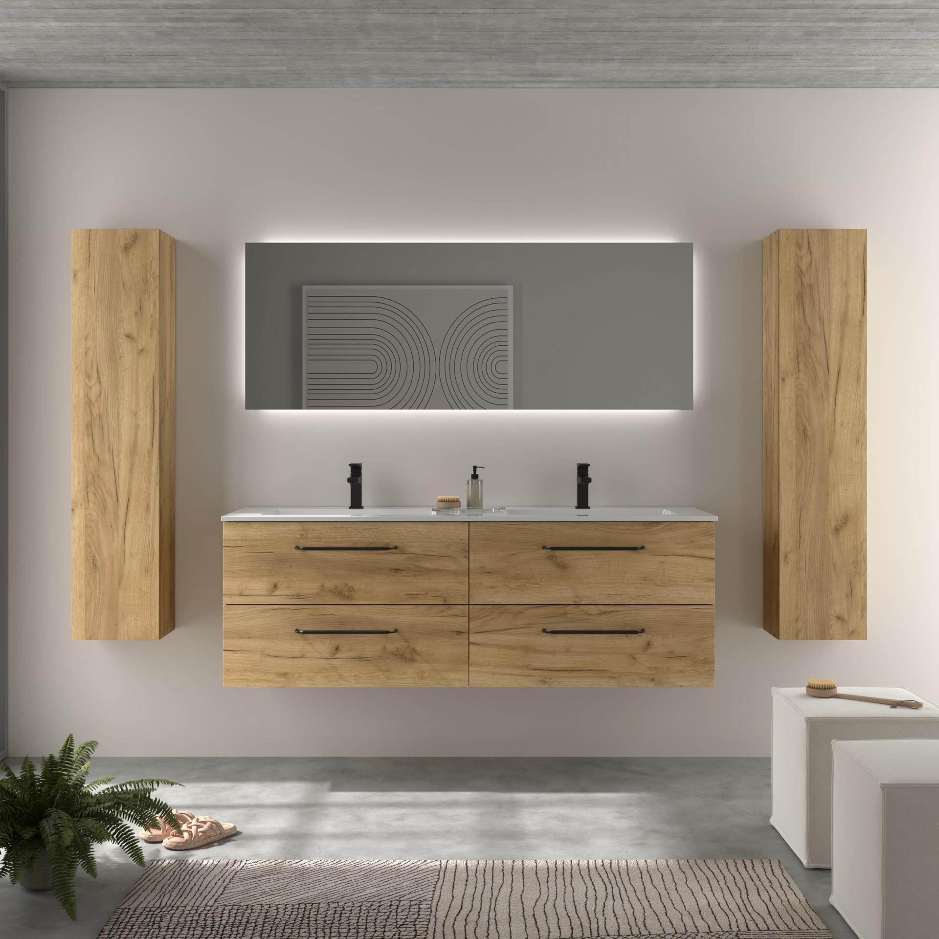 Mueble de baño Morai 160cm 4 cajones 2 senos suspendido de Salgar