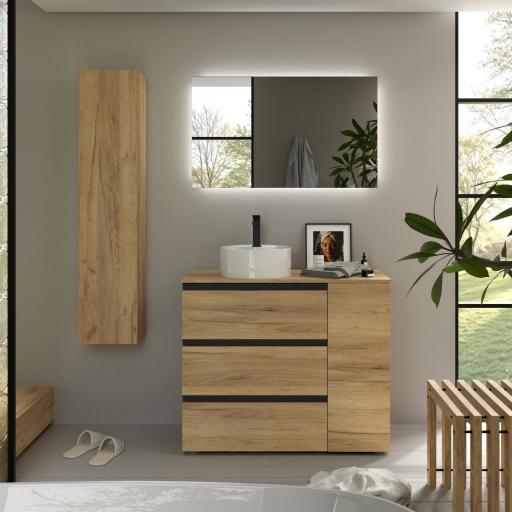 Mueble de baño sobre encimera Bequia Plus Metal 3 cajones 1 puerta de Salgar [3]