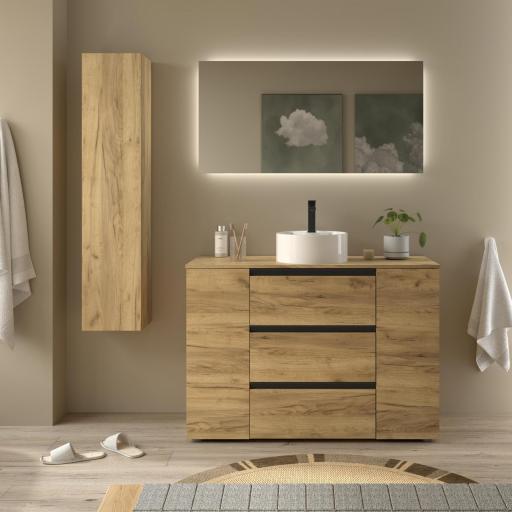 Mueble de baño sobre encimera Bequia Plus Metal 3 cajones 2 puertas 120cm de Salgar [3]