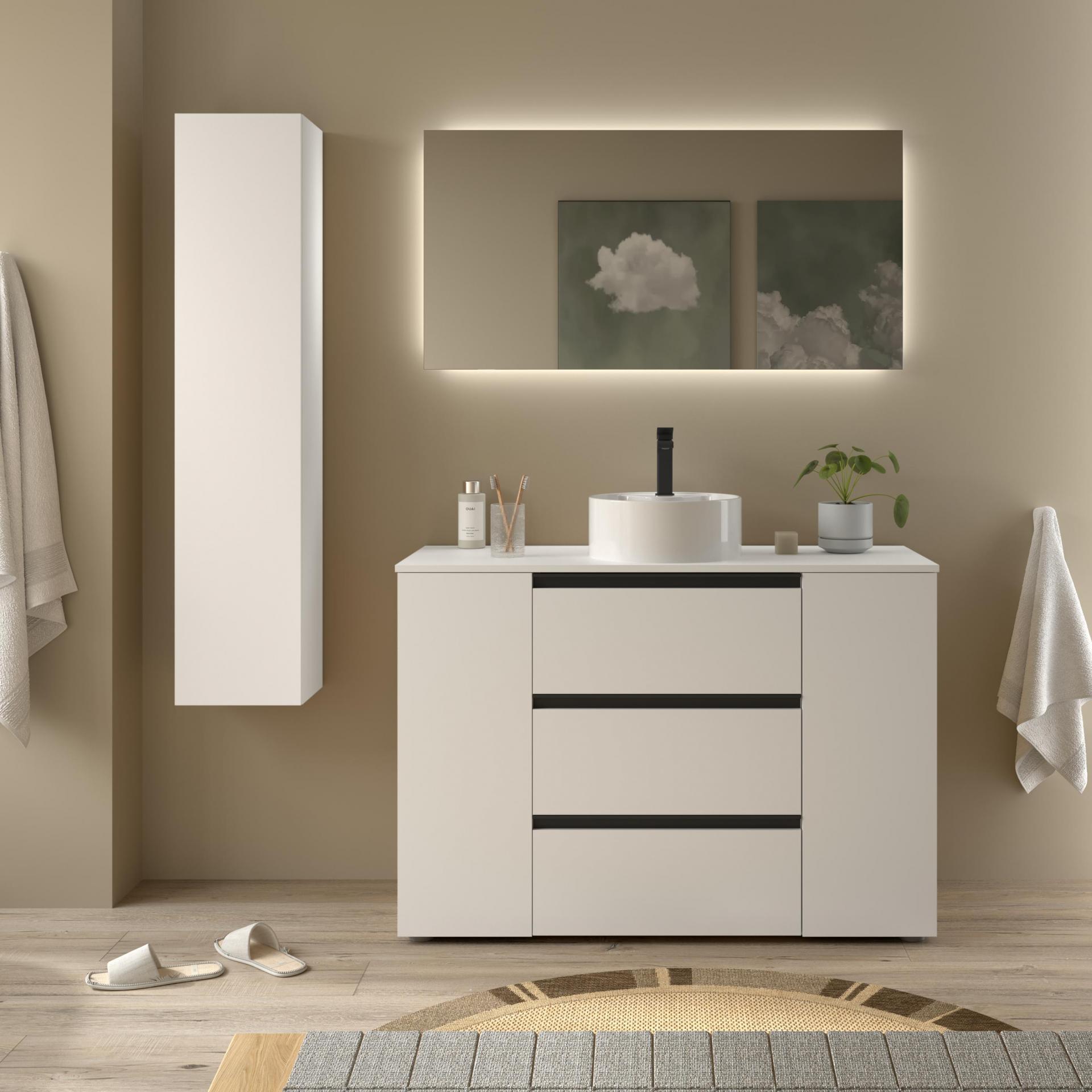 Mueble de baño sobre encimera Bequia Plus Metal 3 cajones 2 puertas 120cm de Salgar