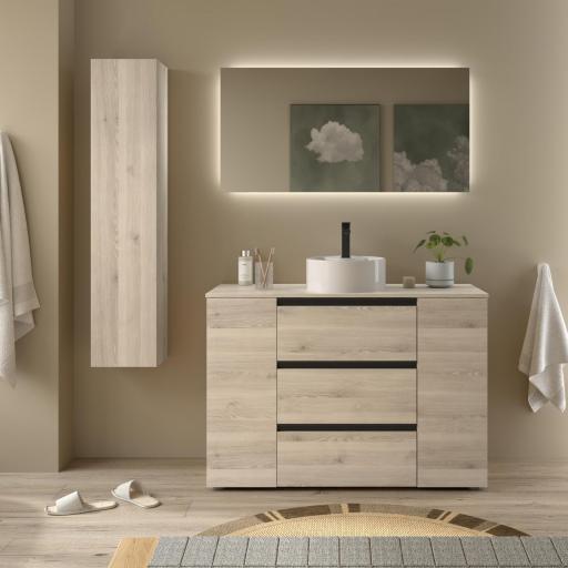 Mueble de baño sobre encimera Bequia Plus Metal 3 cajones 2 puertas 120cm de Salgar [4]