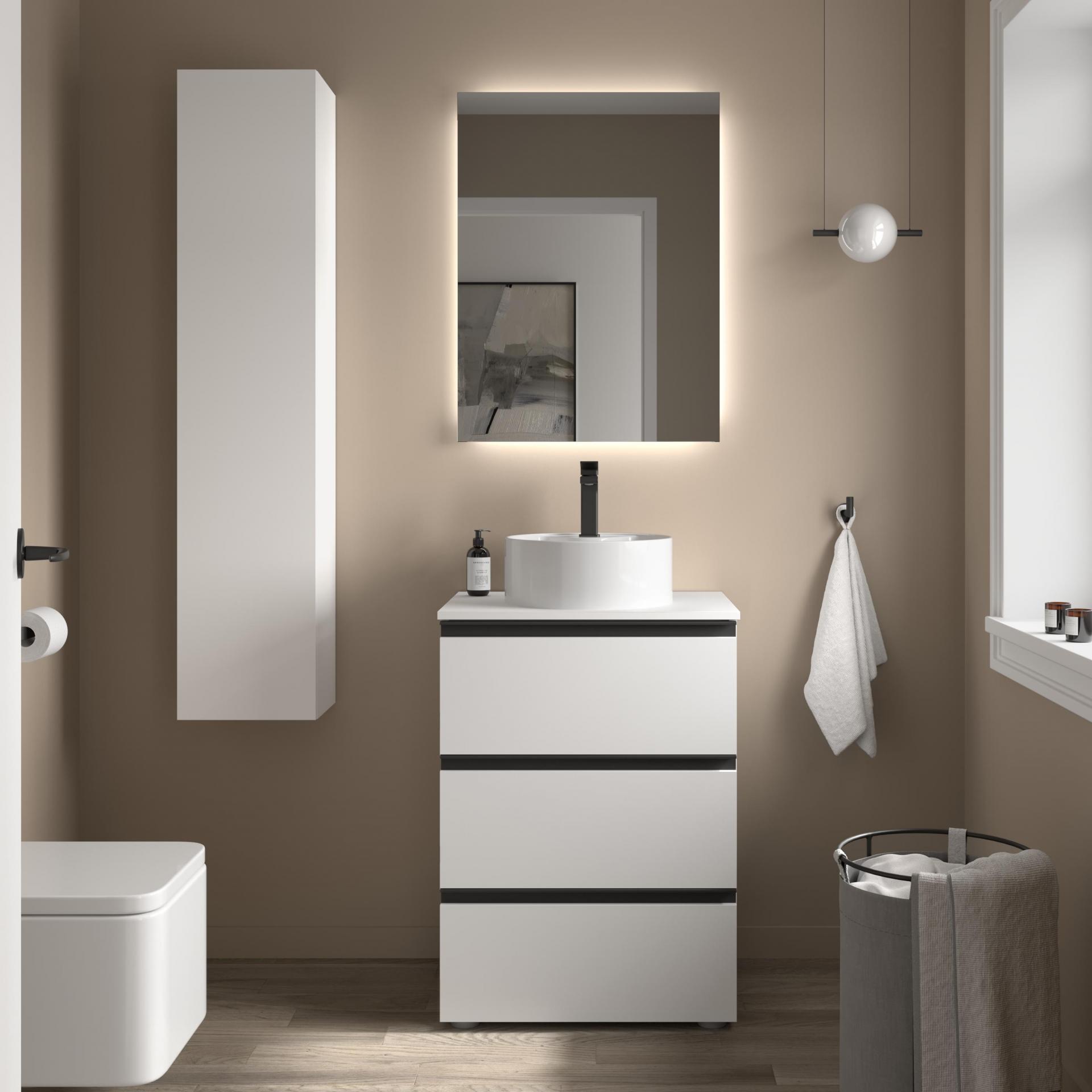 Mueble de baño sobre encimera Bequia Metal 3 o 6 cajones con patas de Salgar