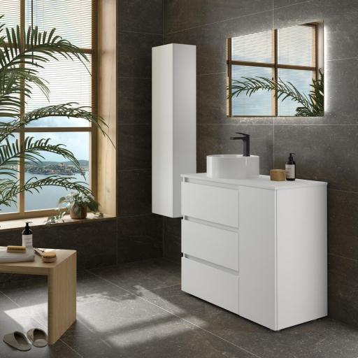 Mueble de baño sobre encimera Bequia Plus 3 cajones 1 puerta con patas de Salgar [1]