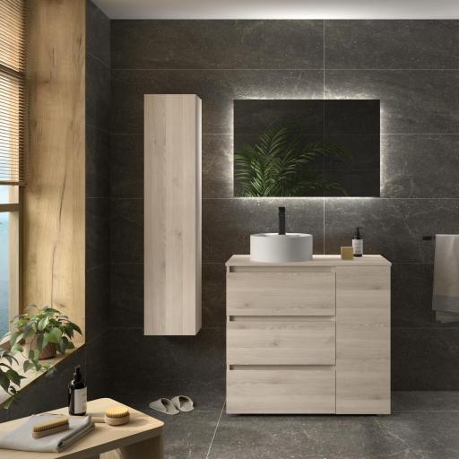 Mueble de baño sobre encimera Bequia Plus 3 cajones 1 puerta con patas de Salgar [4]