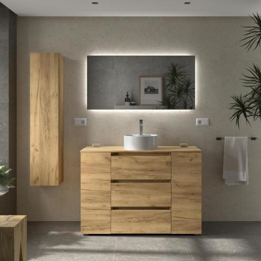 Mueble de baño sobre encimera Bequia Plus 3 cajones 2 puertas con patas 120cm de Salgar [3]