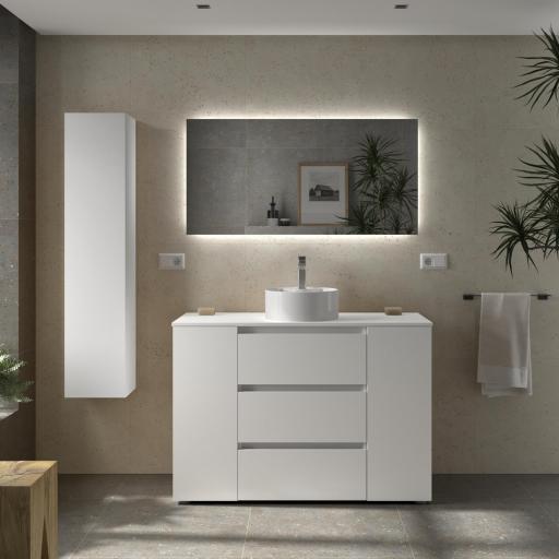 Mueble de baño sobre encimera Bequia Plus 3 cajones 2 puertas con patas 120cm de Salgar