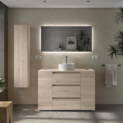 Mueble de baño sobre encimera Bequia Plus 3 cajones 2 puertas con patas 120cm de Salgar [4]