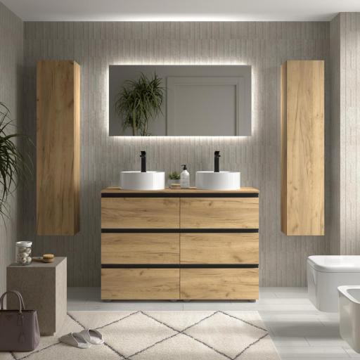 Mueble de baño sobre encimera Bequia Metal 3 o 6 cajones con patas de Salgar [6]