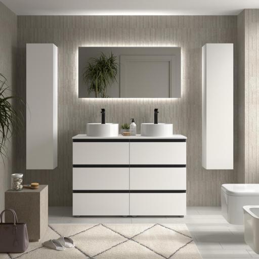 Mueble de baño sobre encimera Bequia Metal 3 o 6 cajones con patas de Salgar [5]