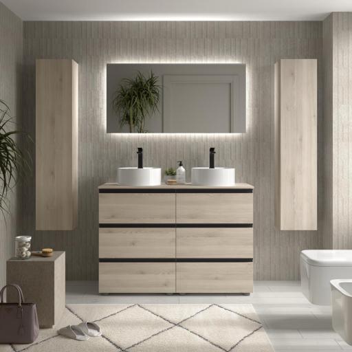 Mueble de baño sobre encimera Bequia Metal 3 o 6 cajones con patas de Salgar [7]