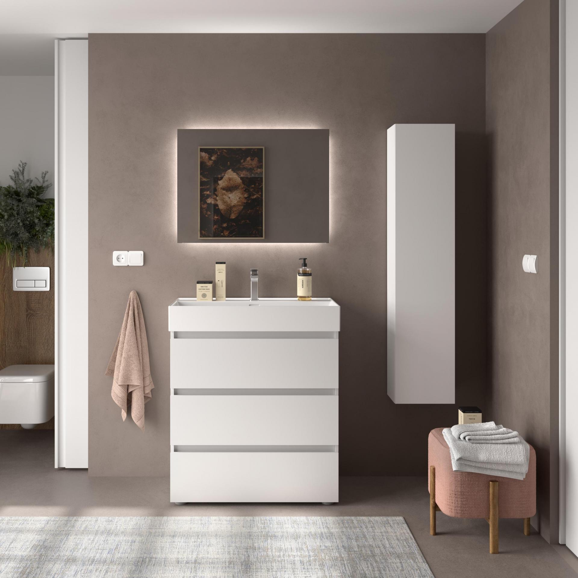 Mueble de baño Bequia 3 cajones con patas y con lavabo Veneto de Salgar