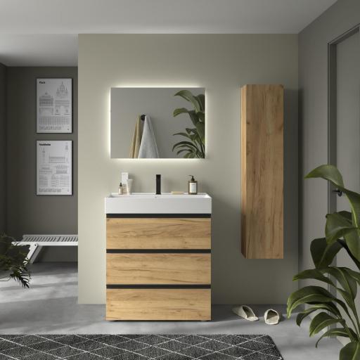 Mueble de baño Bequia Metal 3 cajones con patas y lavabo Veneto de Salgar [4]