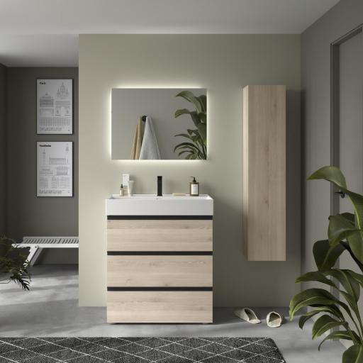 Mueble de baño Bequia Metal 3 cajones con patas y lavabo Veneto de Salgar [3]