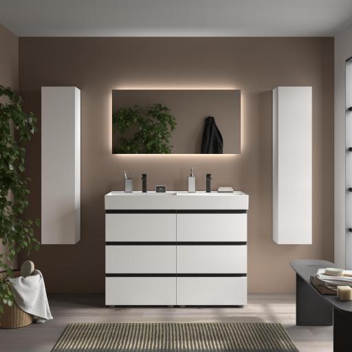 Mueble de baño Bequia Metal 3 cajones con patas y lavabo Veneto de Salgar [5]