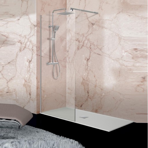 Mampara panel fijo Serie 300 1 hoja plata brillo para ducha de Kassandra [0]