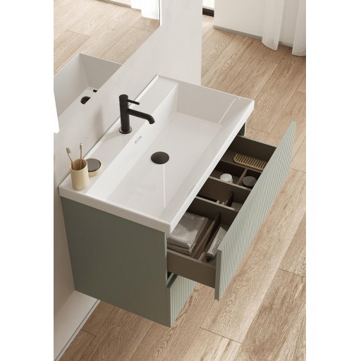 Mueble de baño Vora suspendido 1 cajon con lavabo cairo promocion de Royo en diferentes acabados [1]