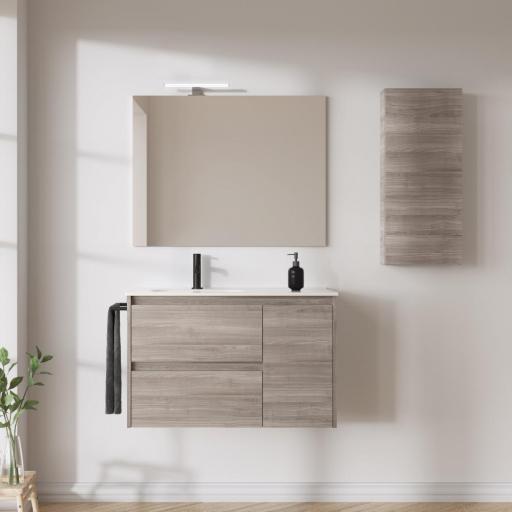 Mueble de baño Sansa suspendido 2 cajones con 1 puerta seno desplazado promocion de Royo