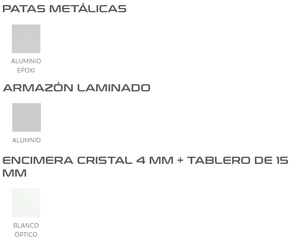 Comprar Mesa Alba extensible rectangular encimera cristal blanco optico y  patas aluminio de Velasco baratos