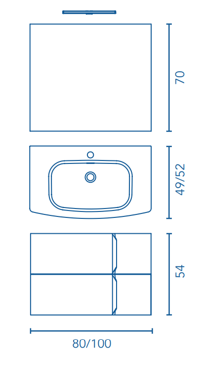 Mueble de baño Wave Compact 2 Cajones y Lavabo de 80 a 100cm de Royo -  Hausdecó