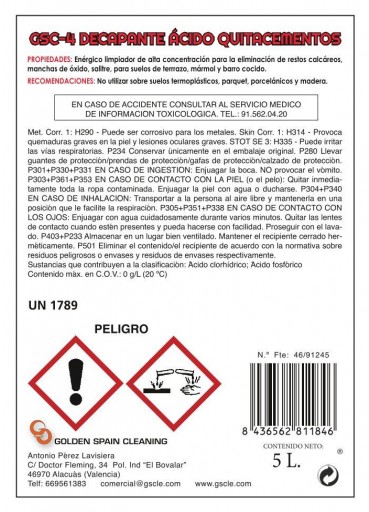 Decapante Acido Quitacementos GSC-4 5 Litros [1]