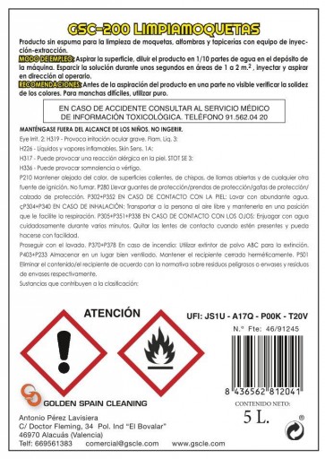 Limpia Moquetas Inyección Extracción GSC-200 5 Litros [1]