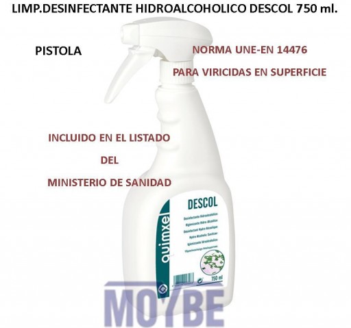 Limpiador Desinfectante Hidroalcoholico DESCOL Pistola 750 ml.