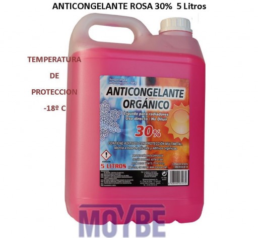 Anticongelante Orgánico Rosa 30% -18ºC 5 Lts.