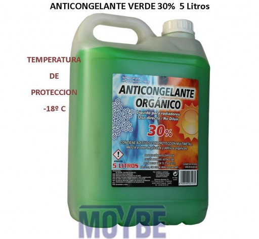 Anticongelante Orgánico Verde 30% -18ºC 5 Lts.
