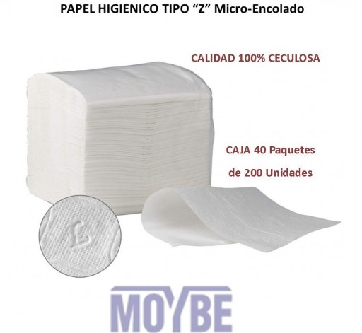 Papel Higiénico Tipo Z Doble Capa (Caja 40x200)