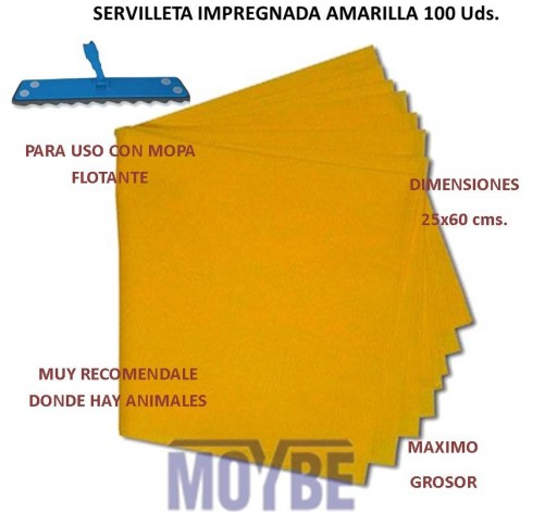 Servilleta Impregnada Amarilla 25x60 cms. ( 100 Unidades )