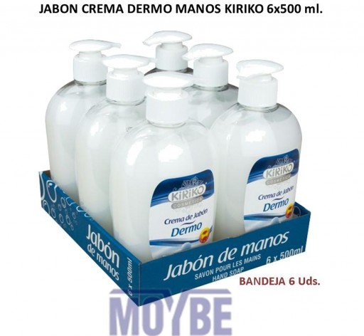 Crema de Jabón Manos Dermo KIRIKO  Con Dosificador 6x500 ml.