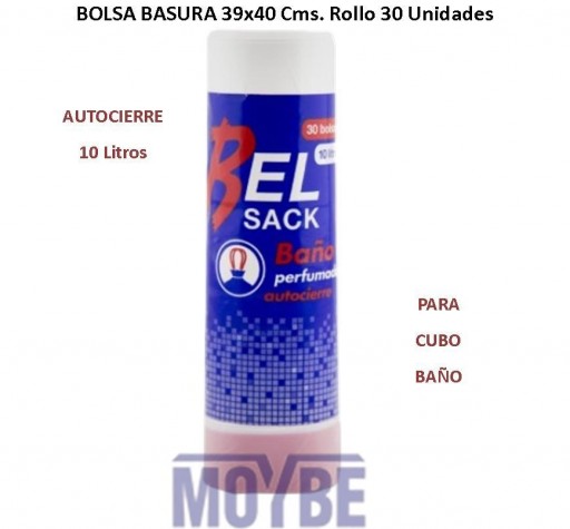 Bolsa Basura Blanca Cubo Baño Autocierre 39x40 Rollo 30 Uds