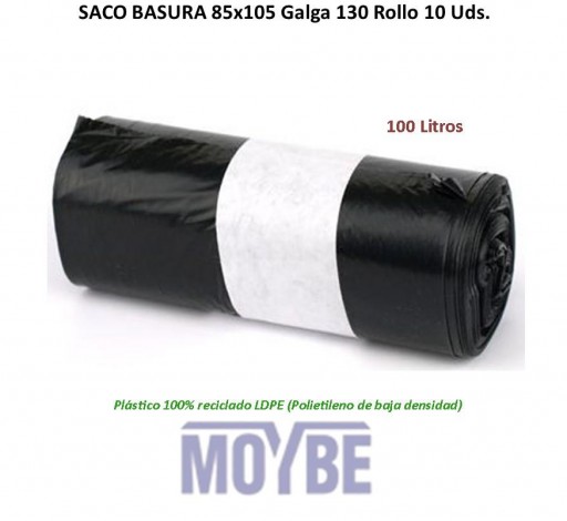 Saco Basura 85x105 Galga 130 Rollo 10 Unidades