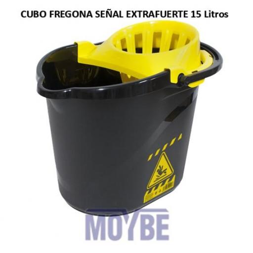 Cubo Con Escurridor Negro y Amarillo SEÑAL 15 Litros