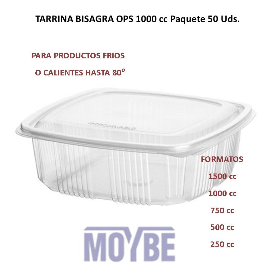 Tarrina Tapa Bisagra OPS 1000c.c. (50 Unidades)