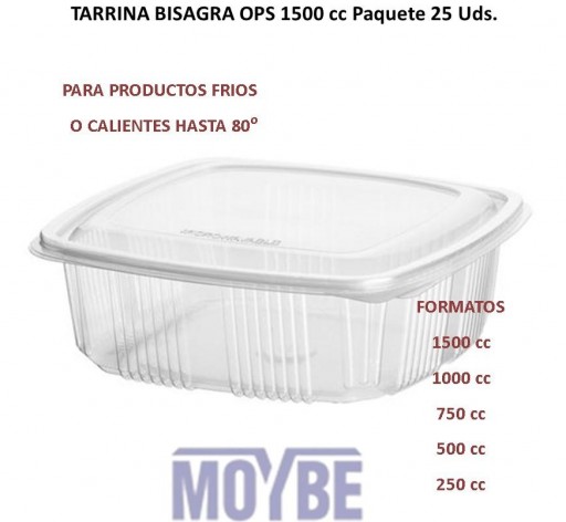 Tarrina Tapa Bisagra PP 1500c.c. (25 Unidades)