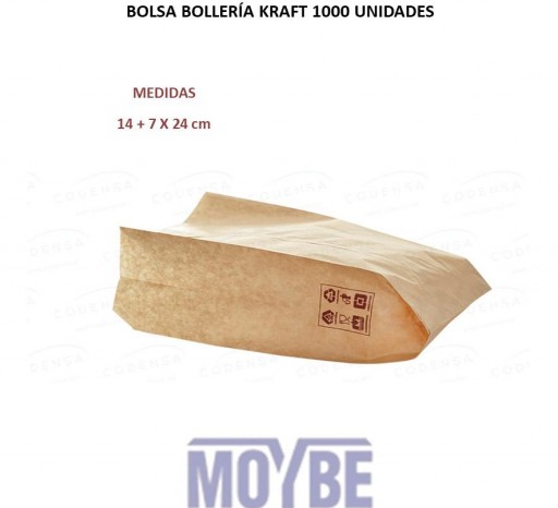 Bolsa Bollería Ecológica "KRAFT" 14+7x24 cm (1000 unidades)